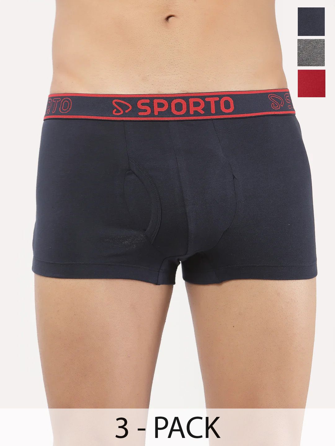 Sporto by Macho Pack Of 3 Combed Cotton Trunks-picture-17