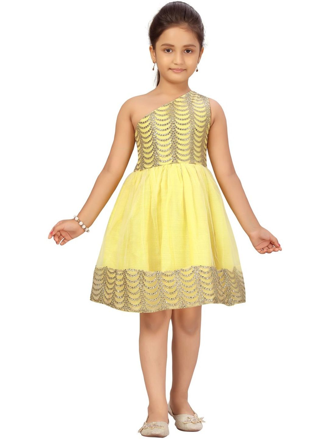 Muhuratam Girls Yellow Dresses-picture-54