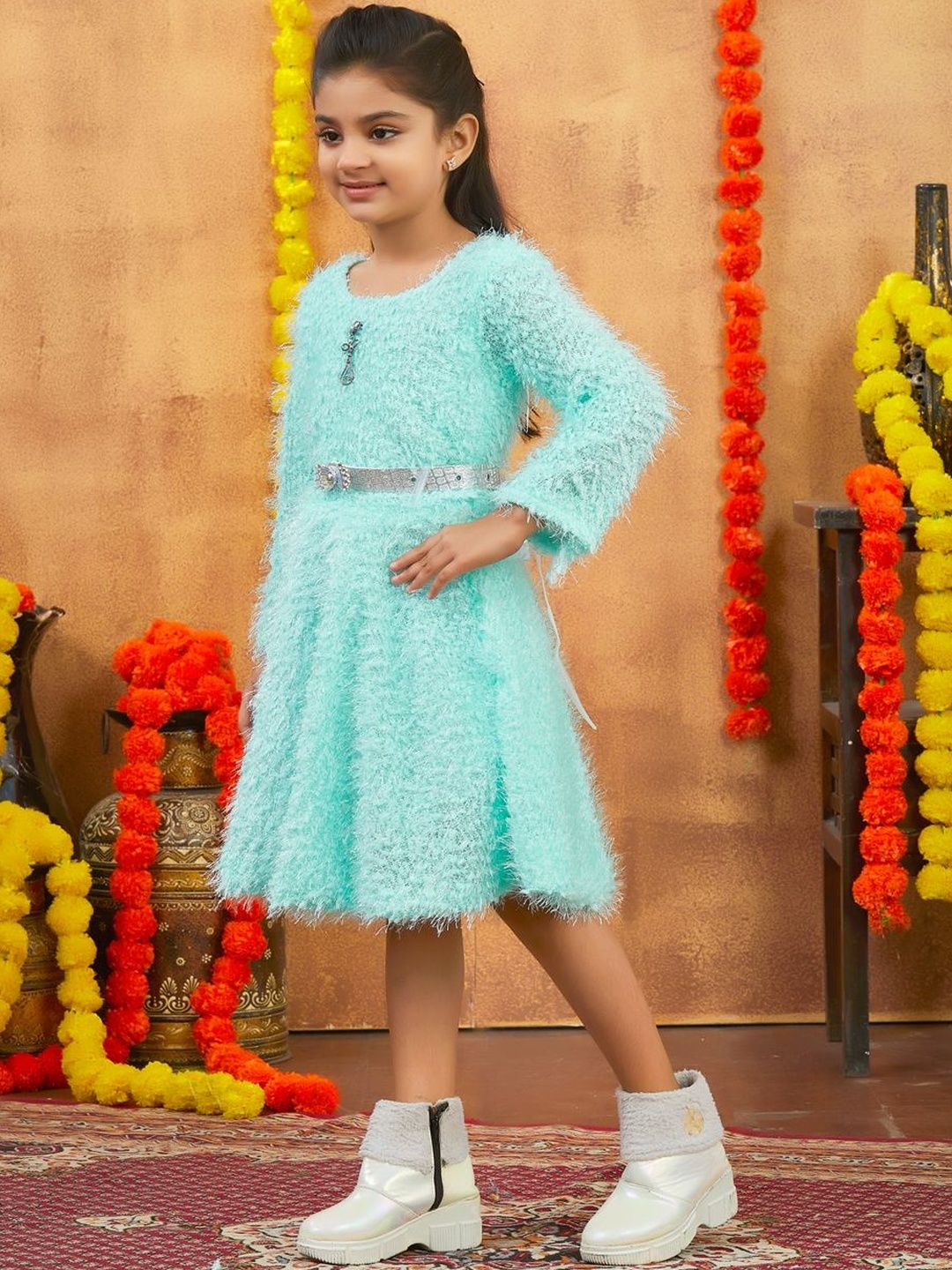Muhuratam Girls Sea Green Dresses-picture-39