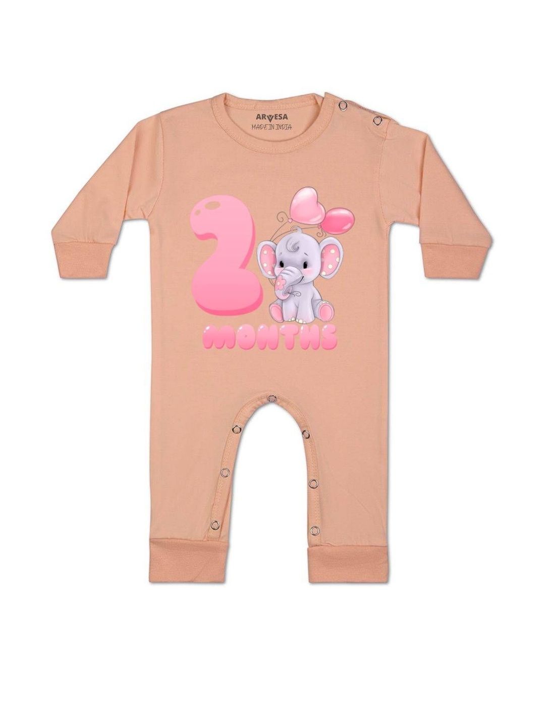 Arvesa Kids-Unisex Peach Cotton Rompers-picture-36