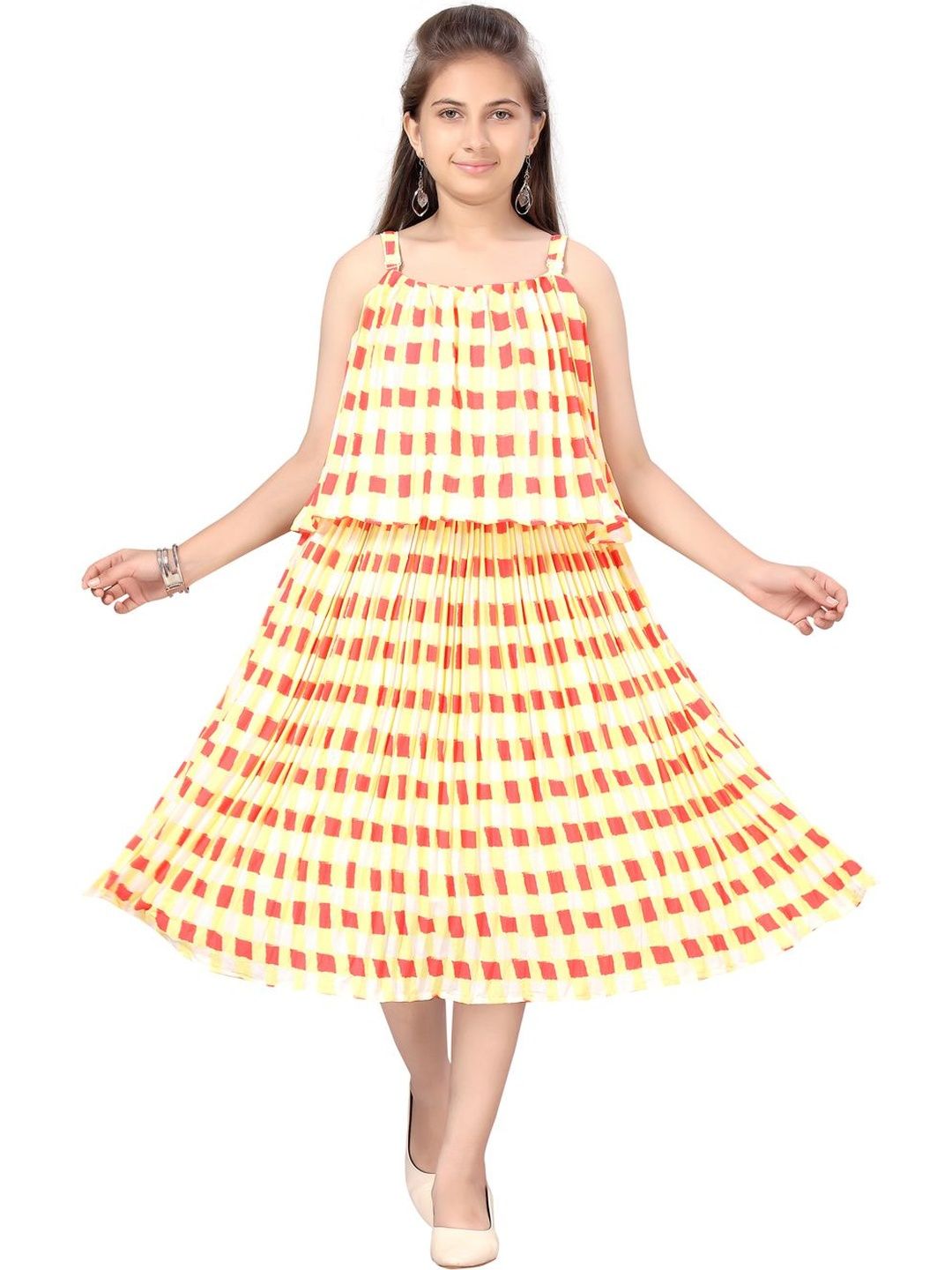 Muhuratam Girls Yellow Colour Georgette Middi-picture-13