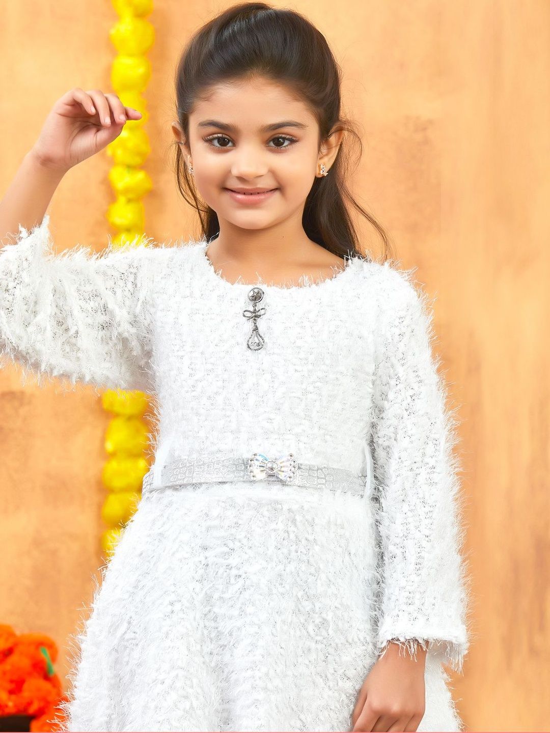 Muhuratam Girls Pure Wool Fit and Flare Dresses-picture-42