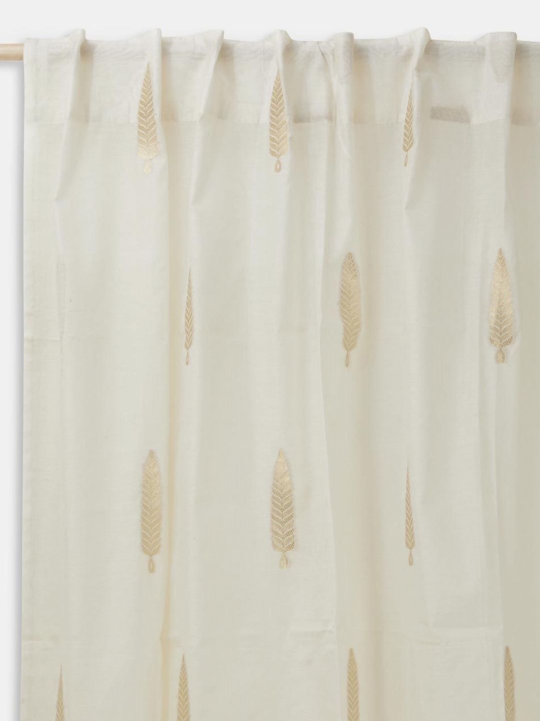 Fabindia Tarang Off White & Gold-Toned Floral Woven Design Long Door Curtain-image-23