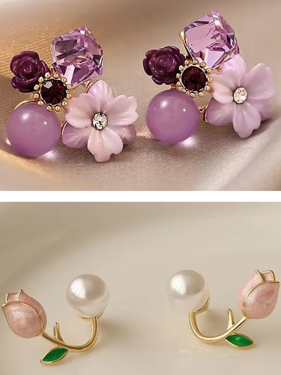 Tiso Pack of 2 Korean Earrings Pearl Earrings For Girls Stud Earrings for Women-picture-17
