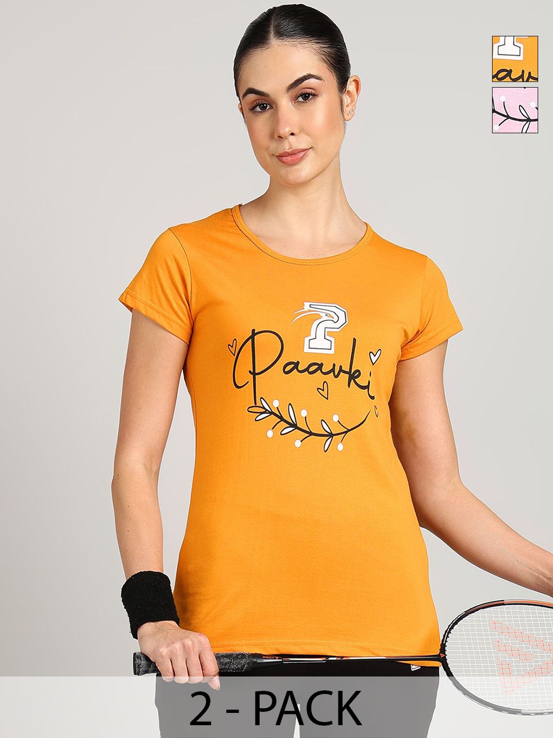 PAAVKI Pack Of 2 Typography Printed Cotton T-shirts-picture-27