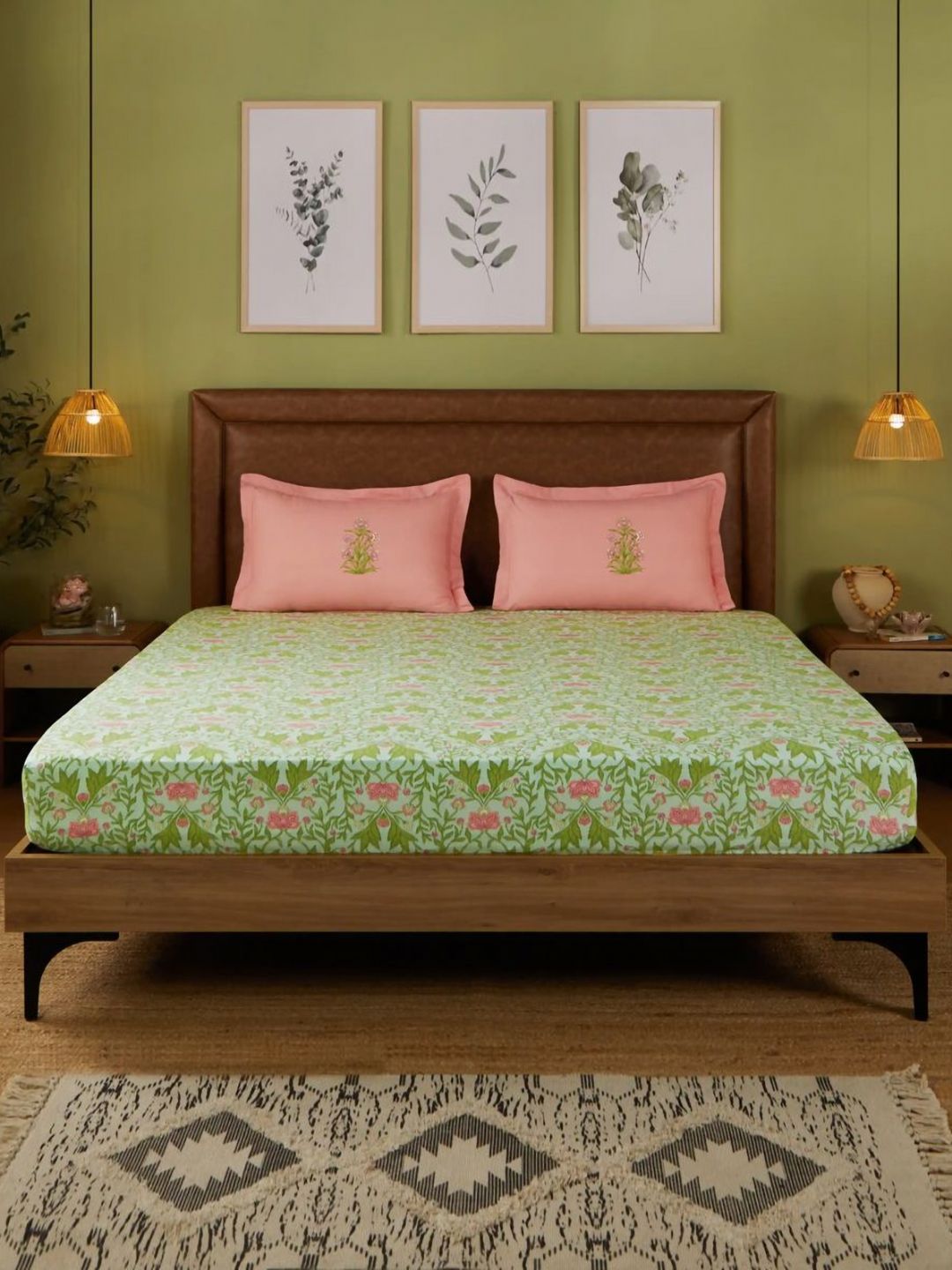 LIVSPACE Chippa Lane Ethnic Motifs 144 TC Cotton Super King Bedsheet Set 2.74 m x 2.74 m-image-22