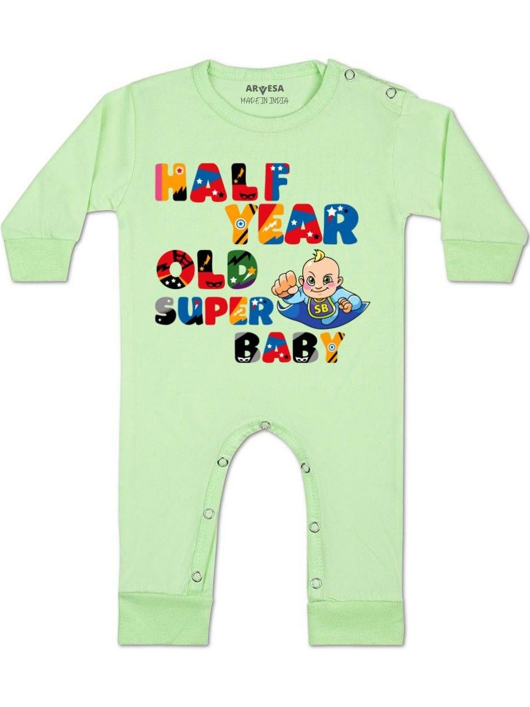 Arvesa Kids-Unisex Green Cotton Rompers-picture-29