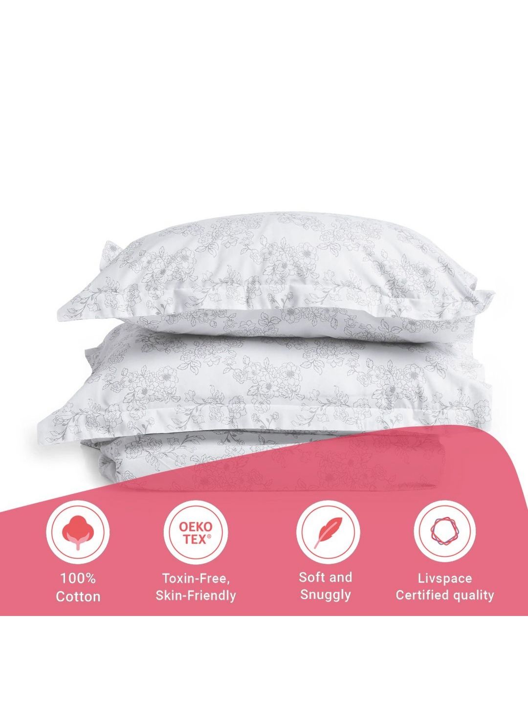 LIVSPACE Bloomshire Classic Grey Printed Pure Cotton 144 TC King Bedsheet Set 1.98 x 1.82m-image-40
