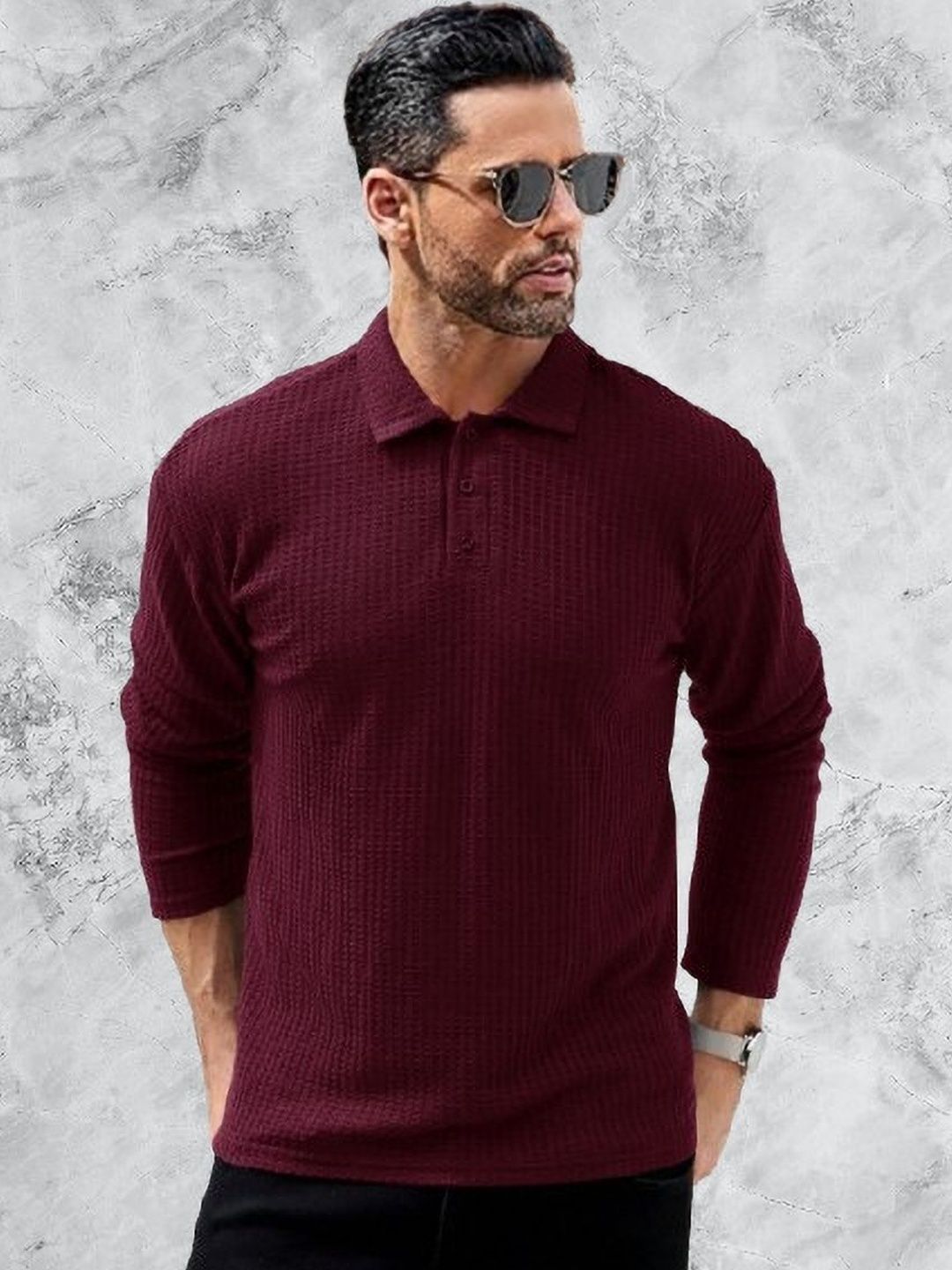 HOODLER Men Solid Polo Collar Cotton T-shirt-picture-12