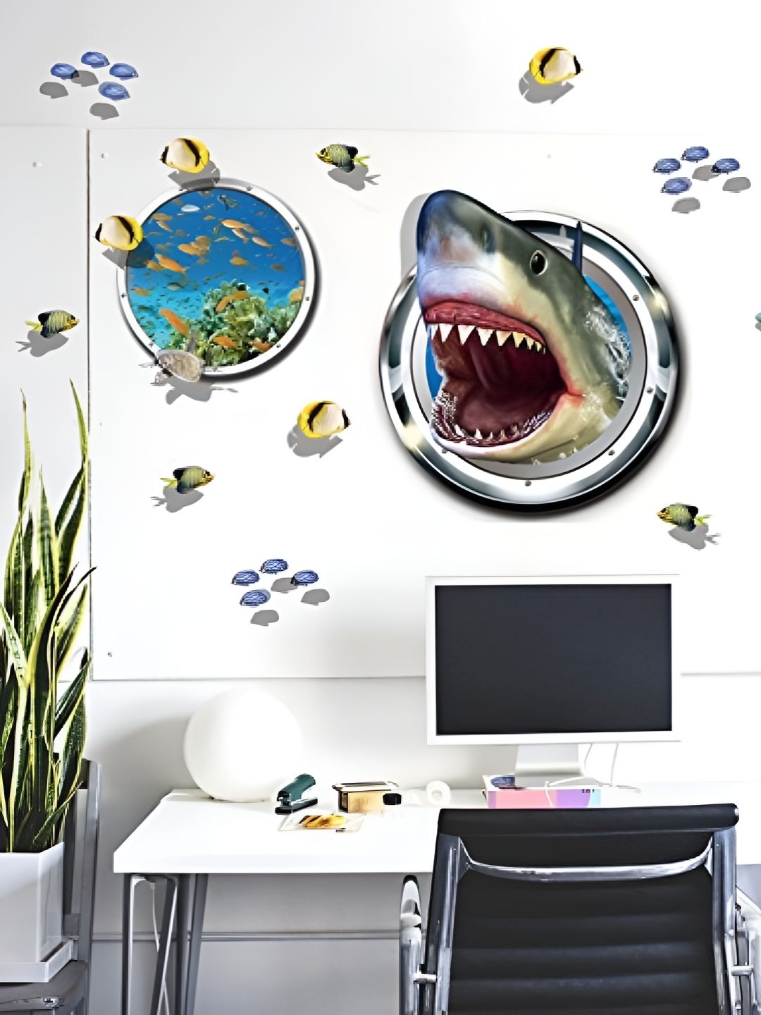Jaamso Royals Green & Blue Printed Underwater World Sea Fish Star Waterproof Wall Stickers-picture-35