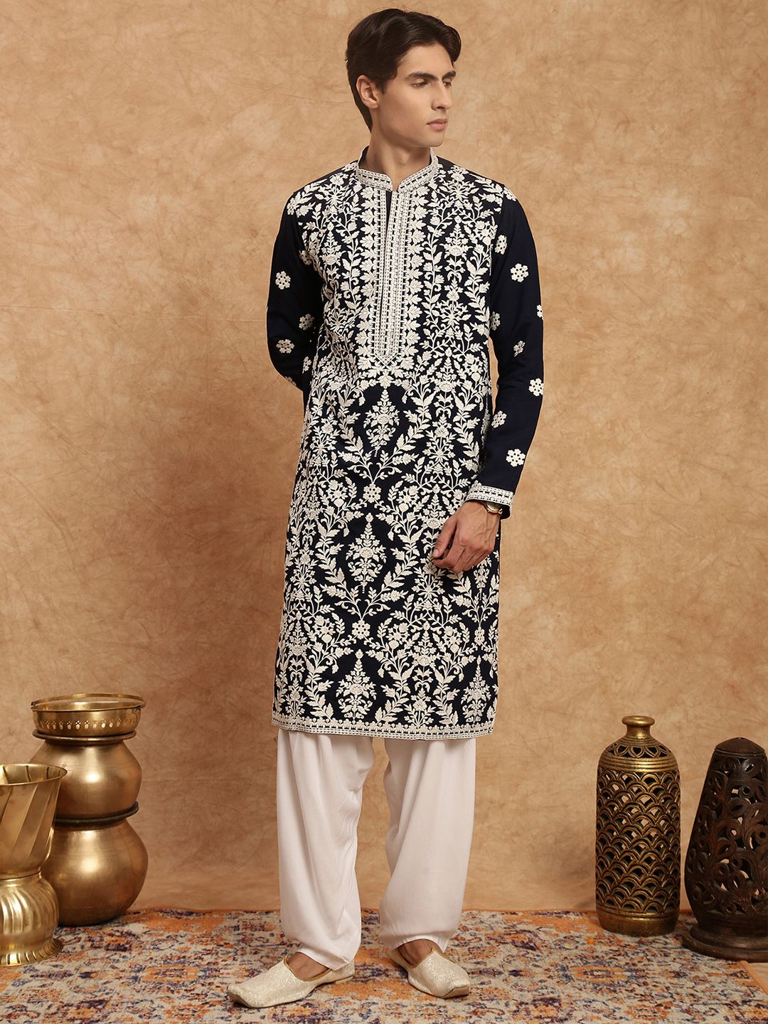 SOURAGYA Men Printed Chikankari Kurta-picture-27