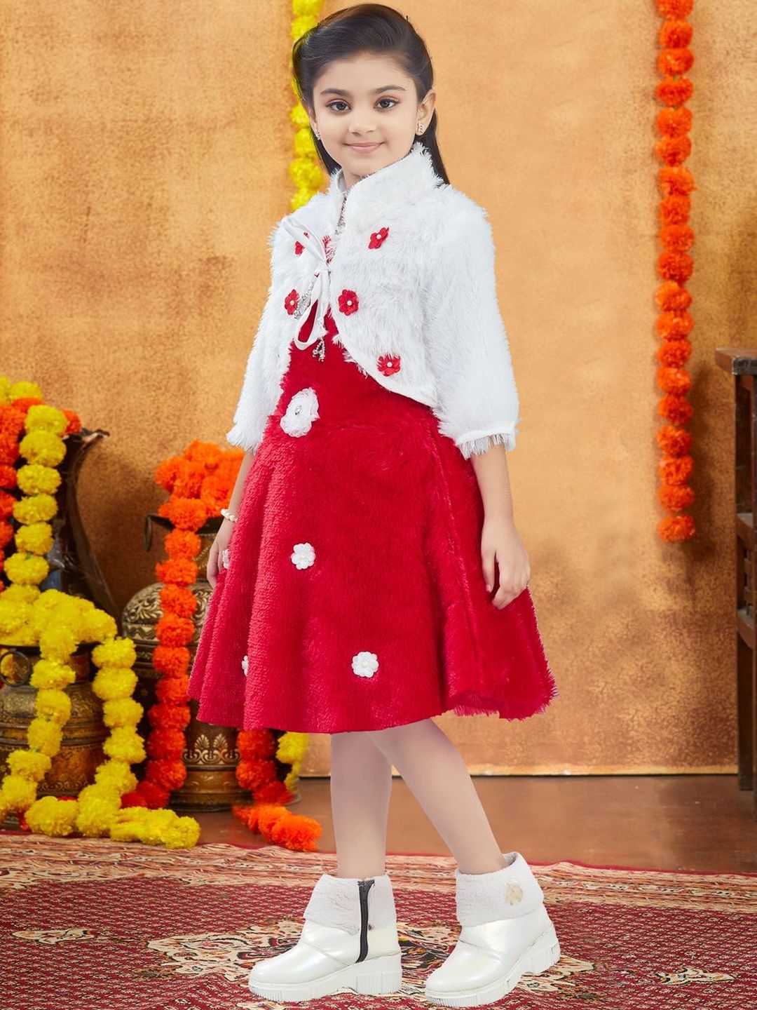 Muhuratam Girls Red Dresses-picture-46