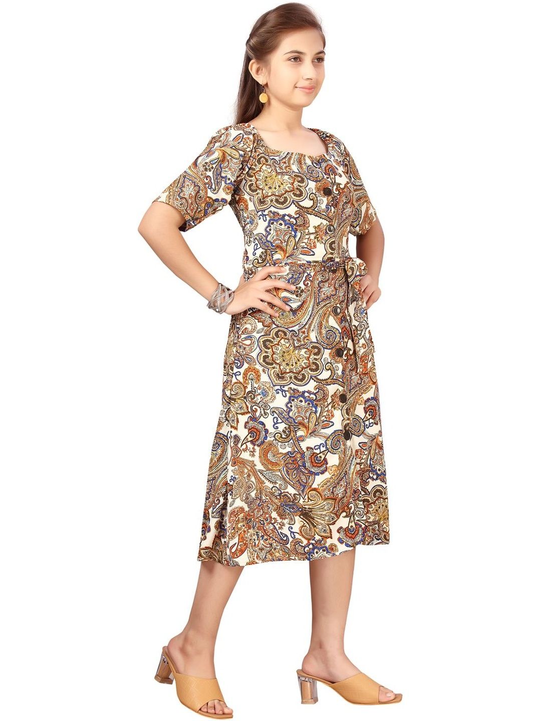 Muhuratam Girls Nylon Fit and Flare Dresses-picture-54