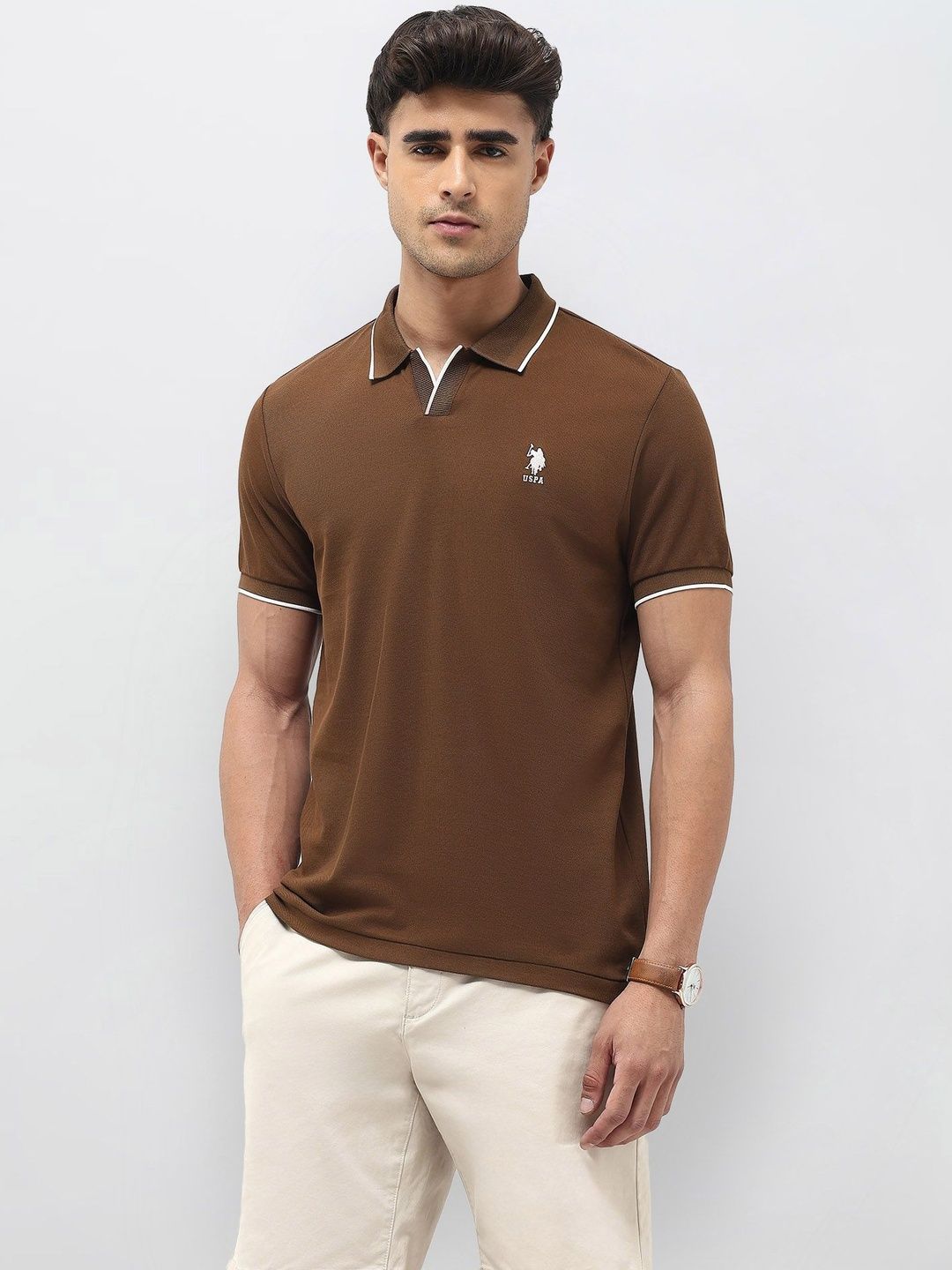 U.S. Polo Assn. Men Solid Polo Collar T-shirt