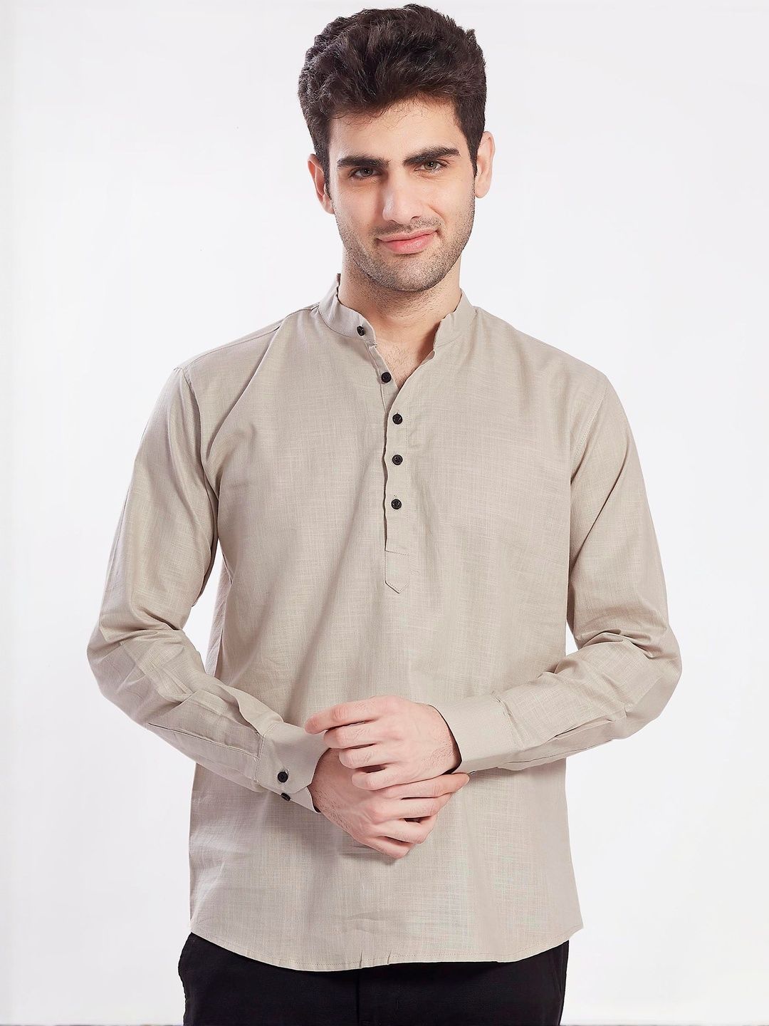 PulseIQ Men's Slim Fit Full Sleeves Cotton Short Kurta-picture-11
