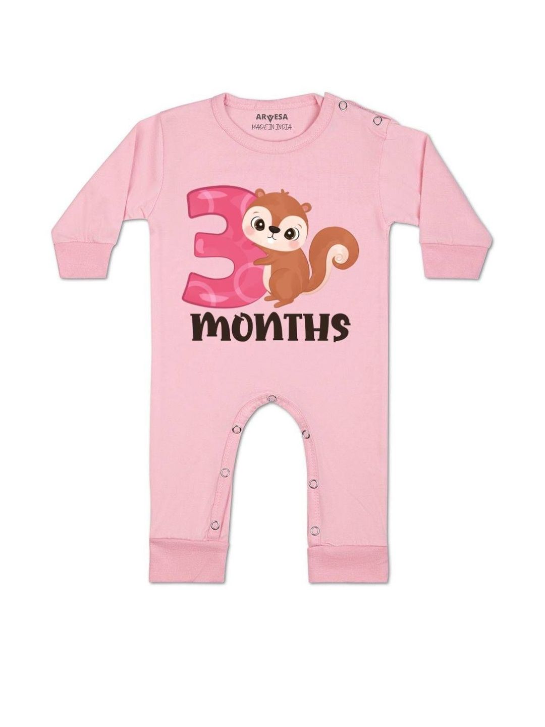 Arvesa Kids-Unisex Pink Cotton Rompers-picture-40