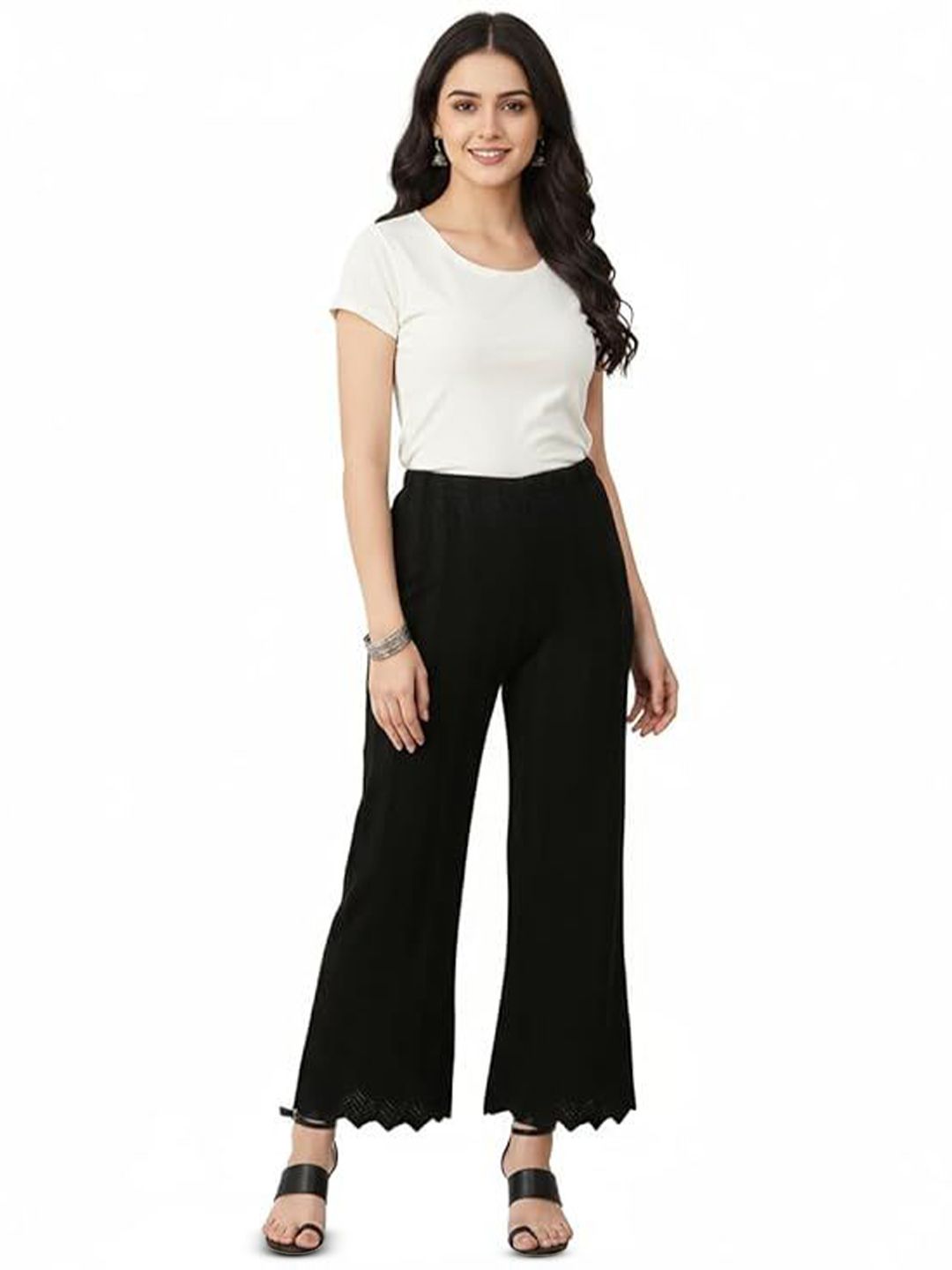 Thrifty Thread Women Wool Flared Knitted Palazzos-picture-24