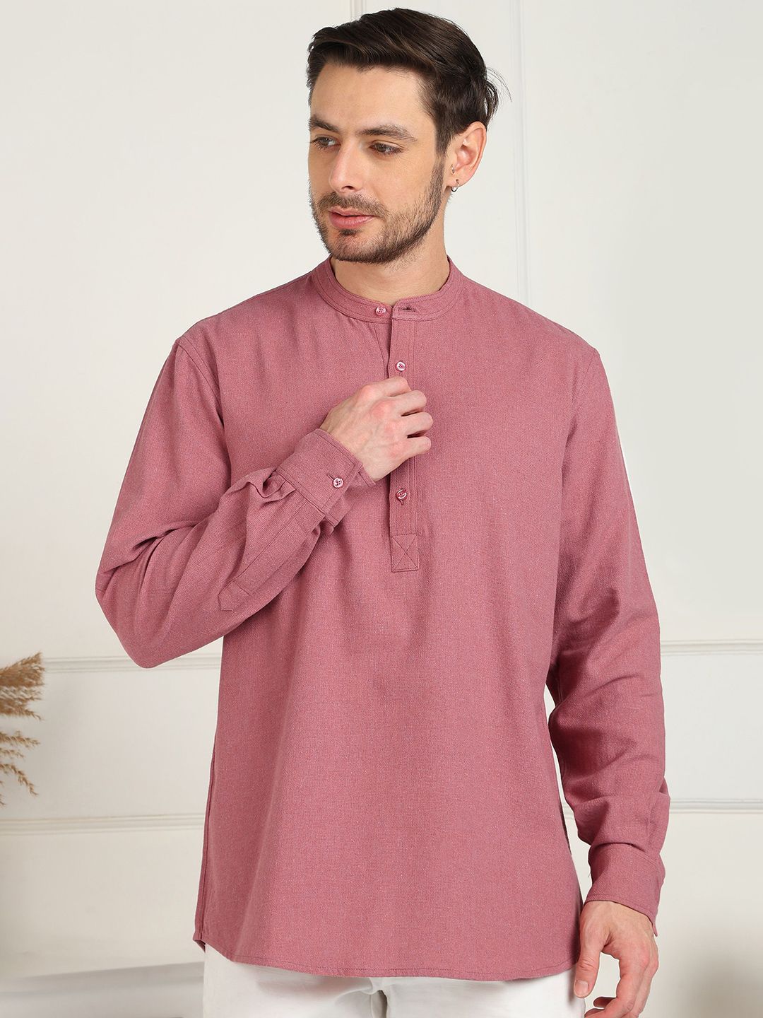 SWAGGINDIA Mandarin Collar Pure Cotton Straight Kurta-picture-37