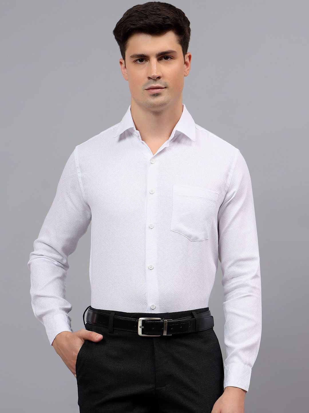 Yugnik Men Relaxed Fit Textured Spread Collar Cotton Formal Shirt-picture-39