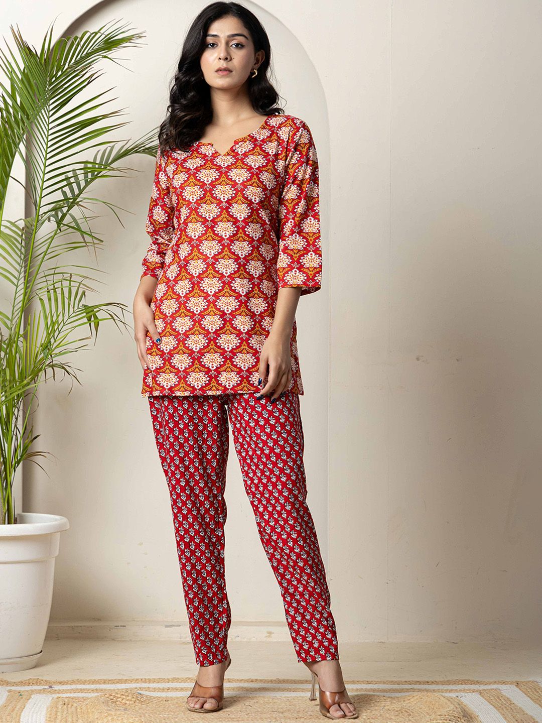 R RANAK CREATION Printed Cotton Tunic With Trousers Co-Ords-picture-32