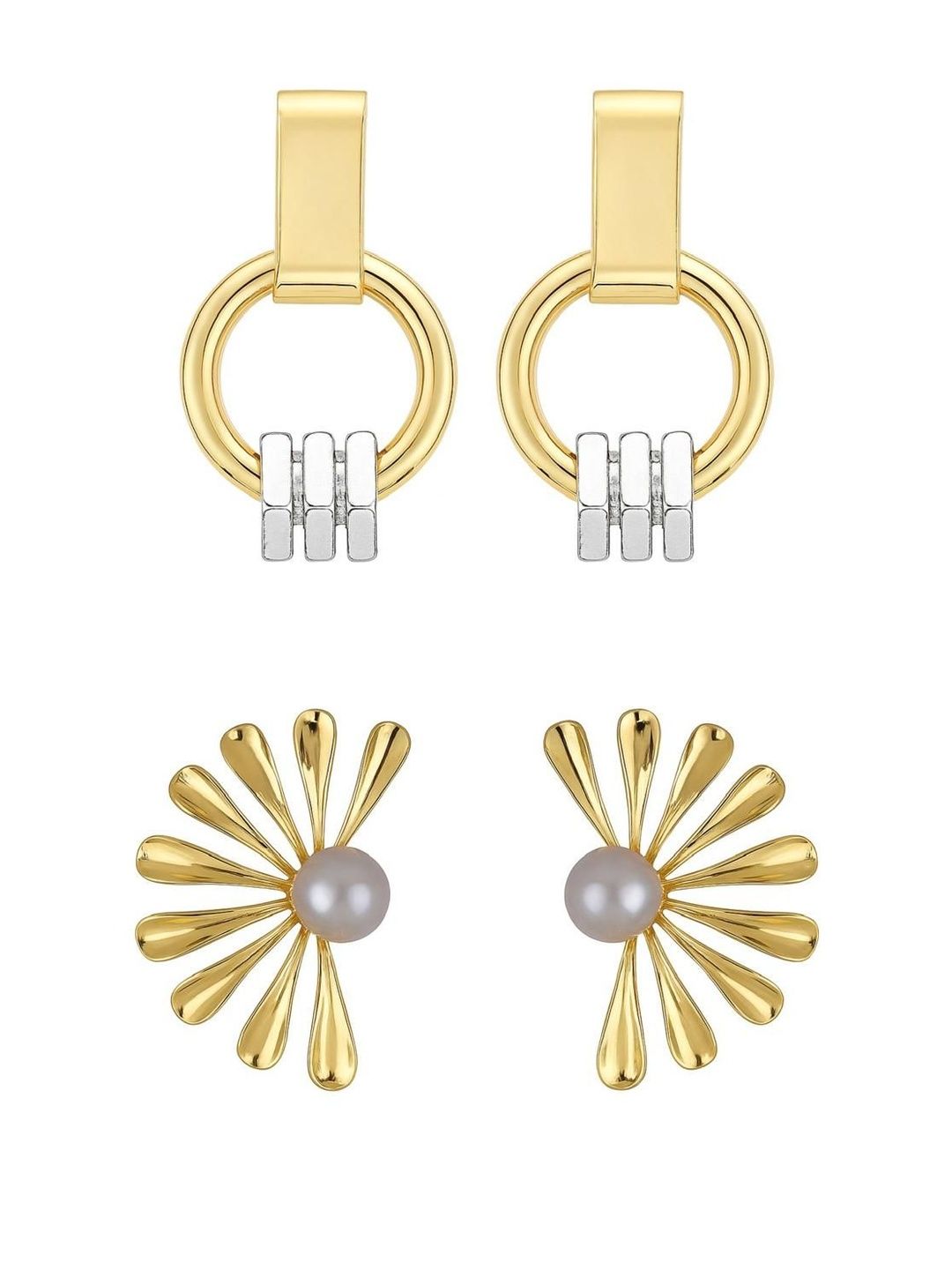 Mamta Meena Enterprise Set Of 2 Gold Plated Circular Shaped Drop Earrings-picture-17