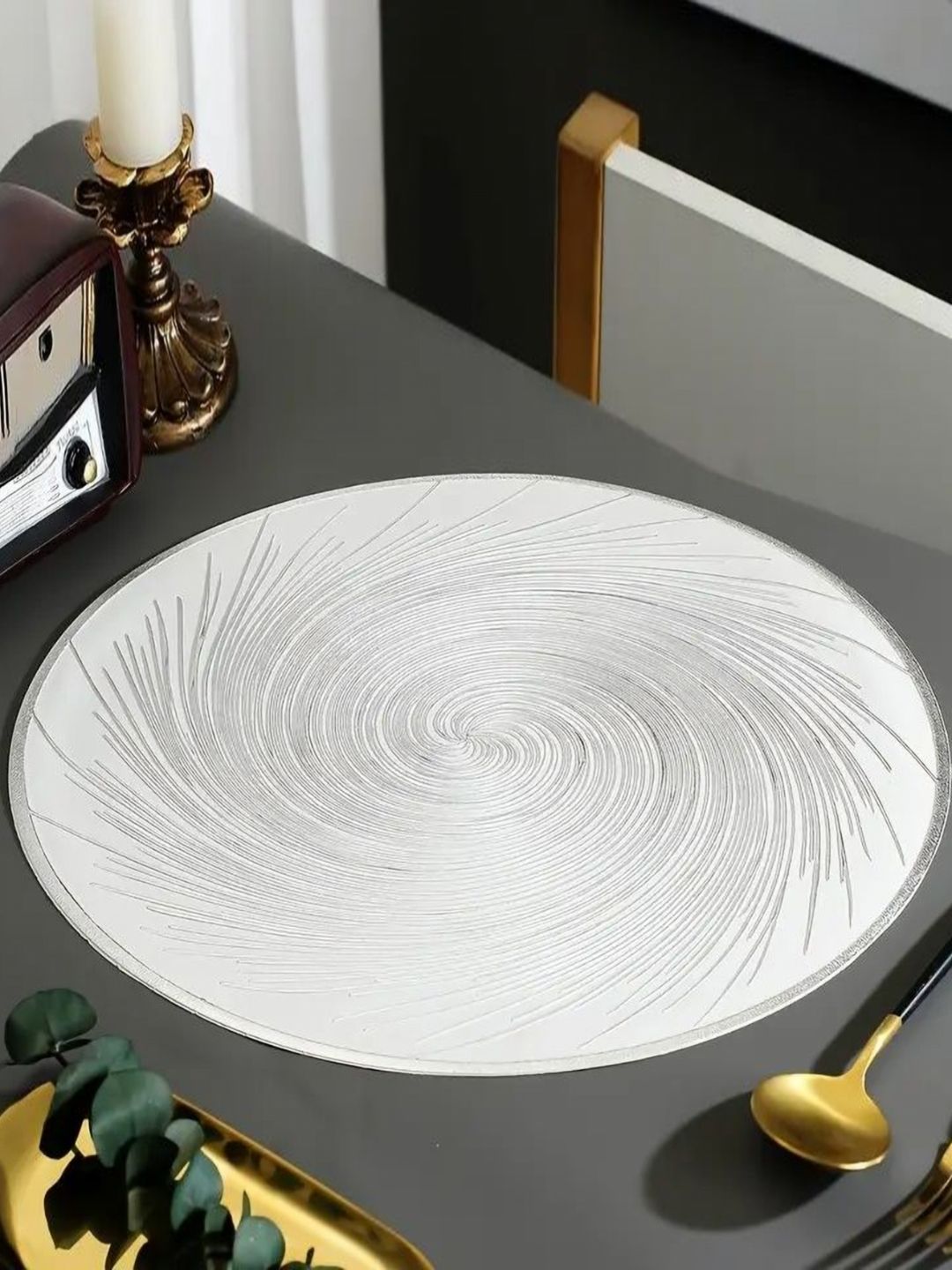 Dakshya Industries Grey & White Textured Waterproof Table Placemats-picture-47