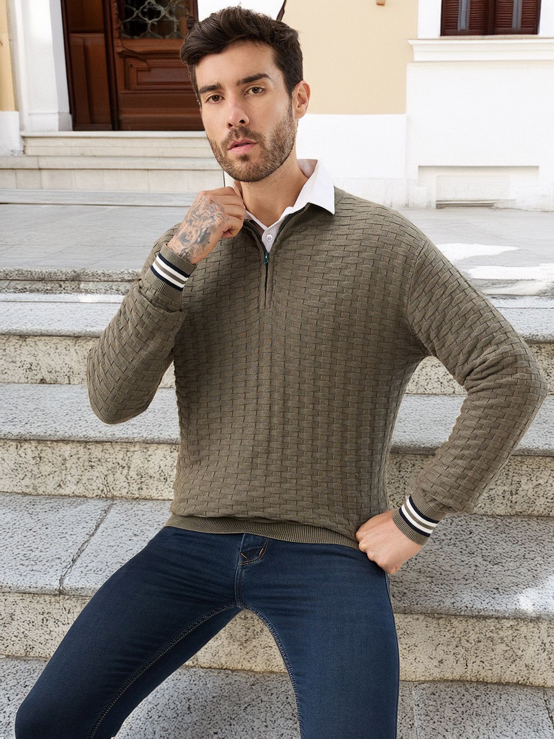 Status Quo Turtle Neck Cotton Pullover Sweater-picture-47