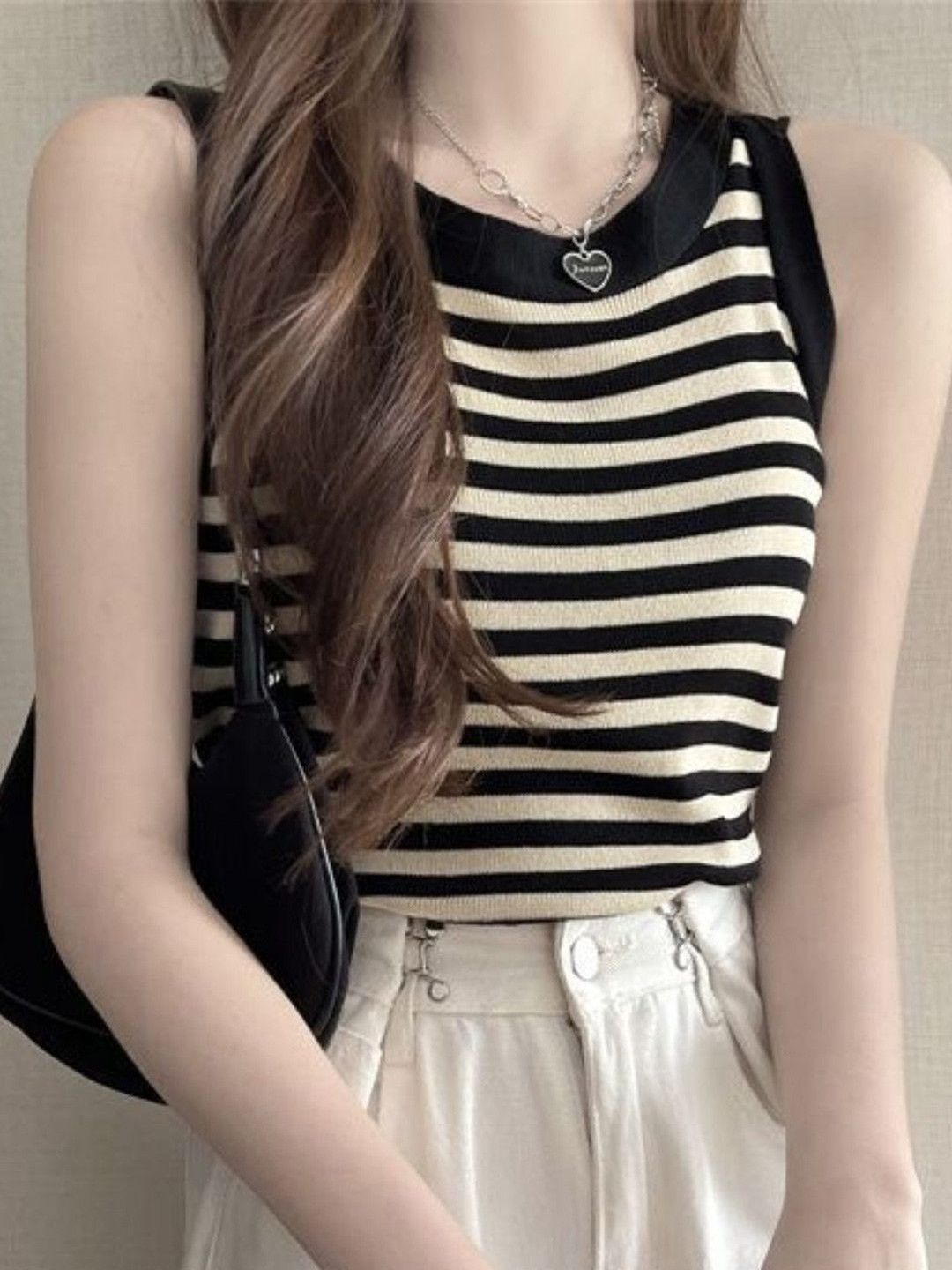 StyleCast Women Striped Round Neck Sleeveless Top-image-8