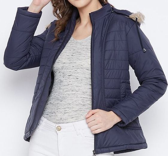 Buy Roadster Women Navy Blue Polyester Jackets - Jackets for Women ...