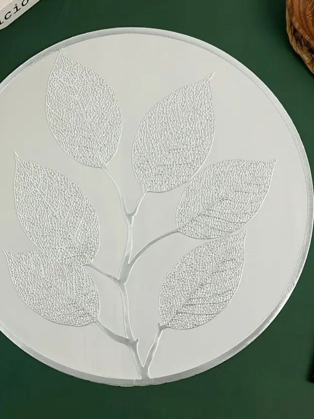 Dakshya Industries Silver Toned & White Textured Waterproof Table Placemat-picture-45