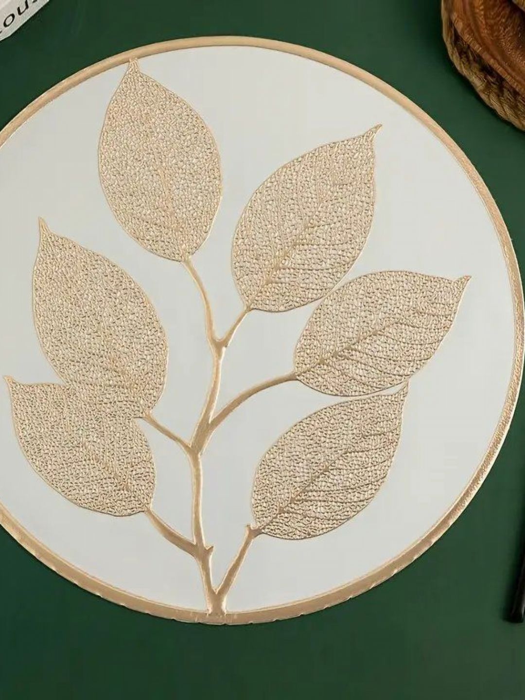 Dakshya Industries Gold Toned & White Textured Waterproof Table Placemat-picture-39