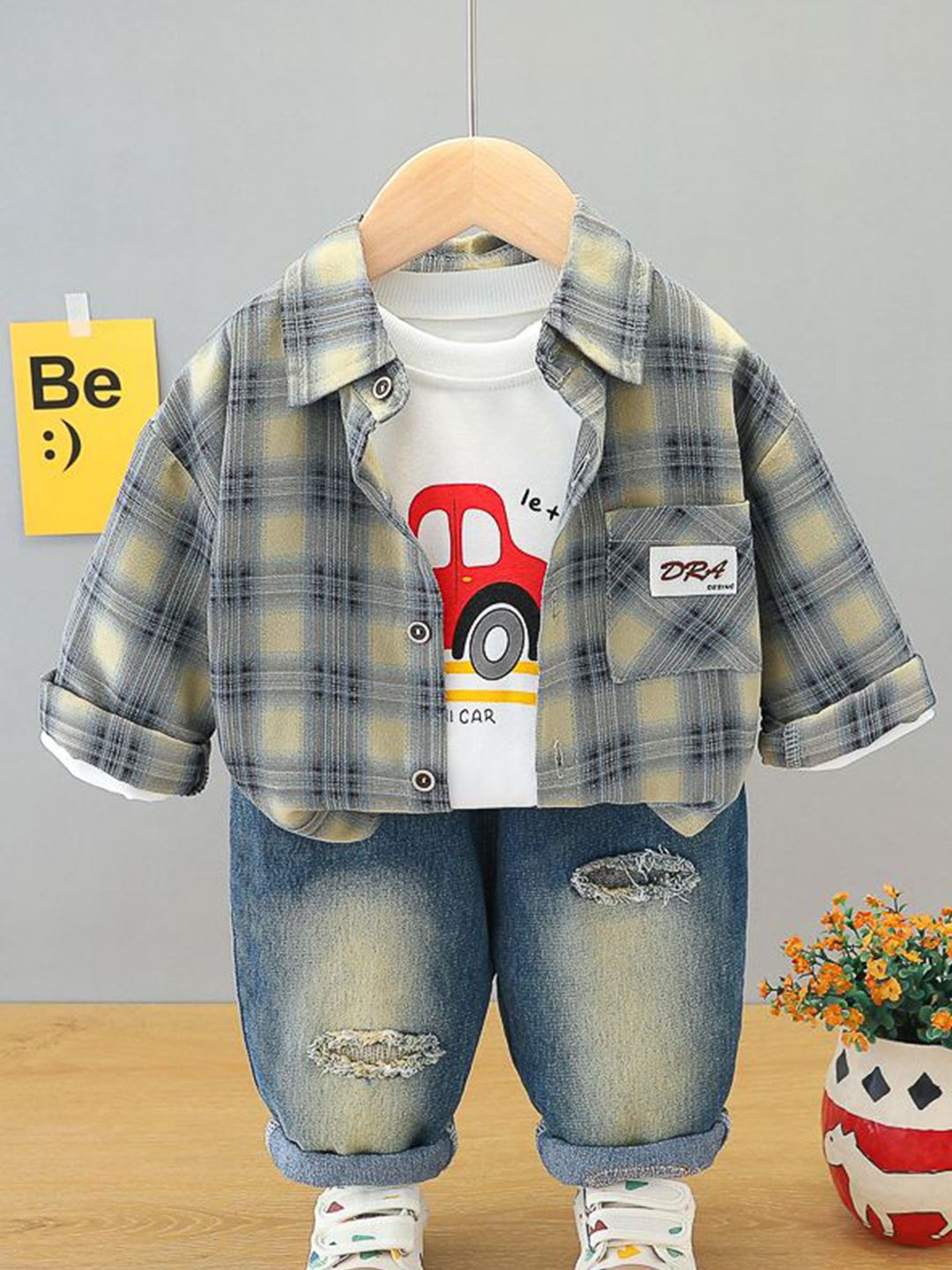 StyleCast x Revolte Boys Checked T-shirt and Shirt with Trousers-picture-28