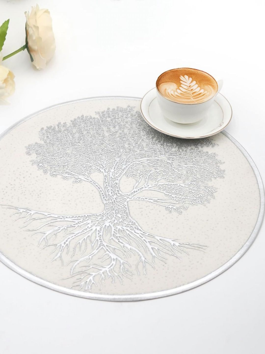 Dakshya Industries Grey & White Textured Waterproof Table Placemats-picture-48
