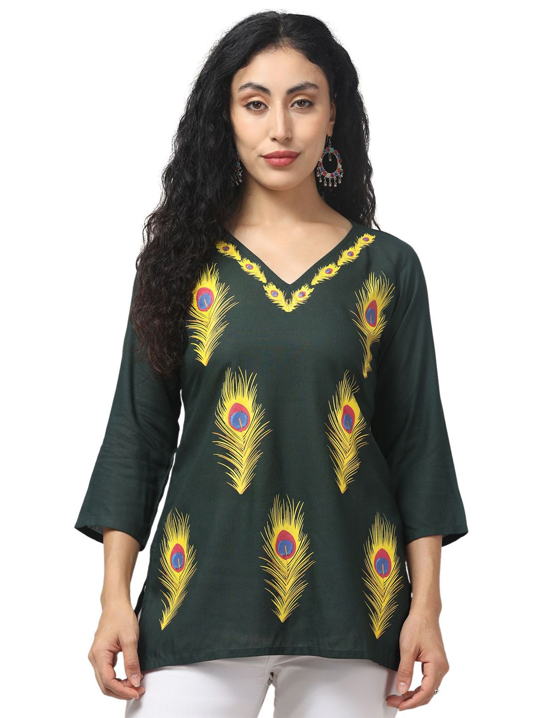 ERUDITE CLUB Women Ethnic Motifs Printed V-Neck Straight Kurti-picture-26
