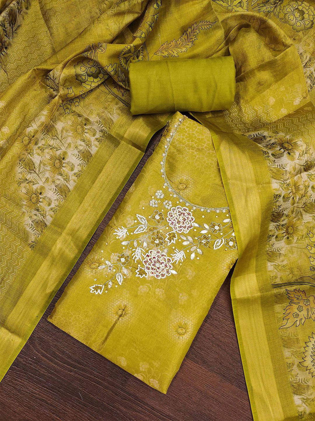 Maroosh Printed Thread Work Unstitched Dress Material-image-37