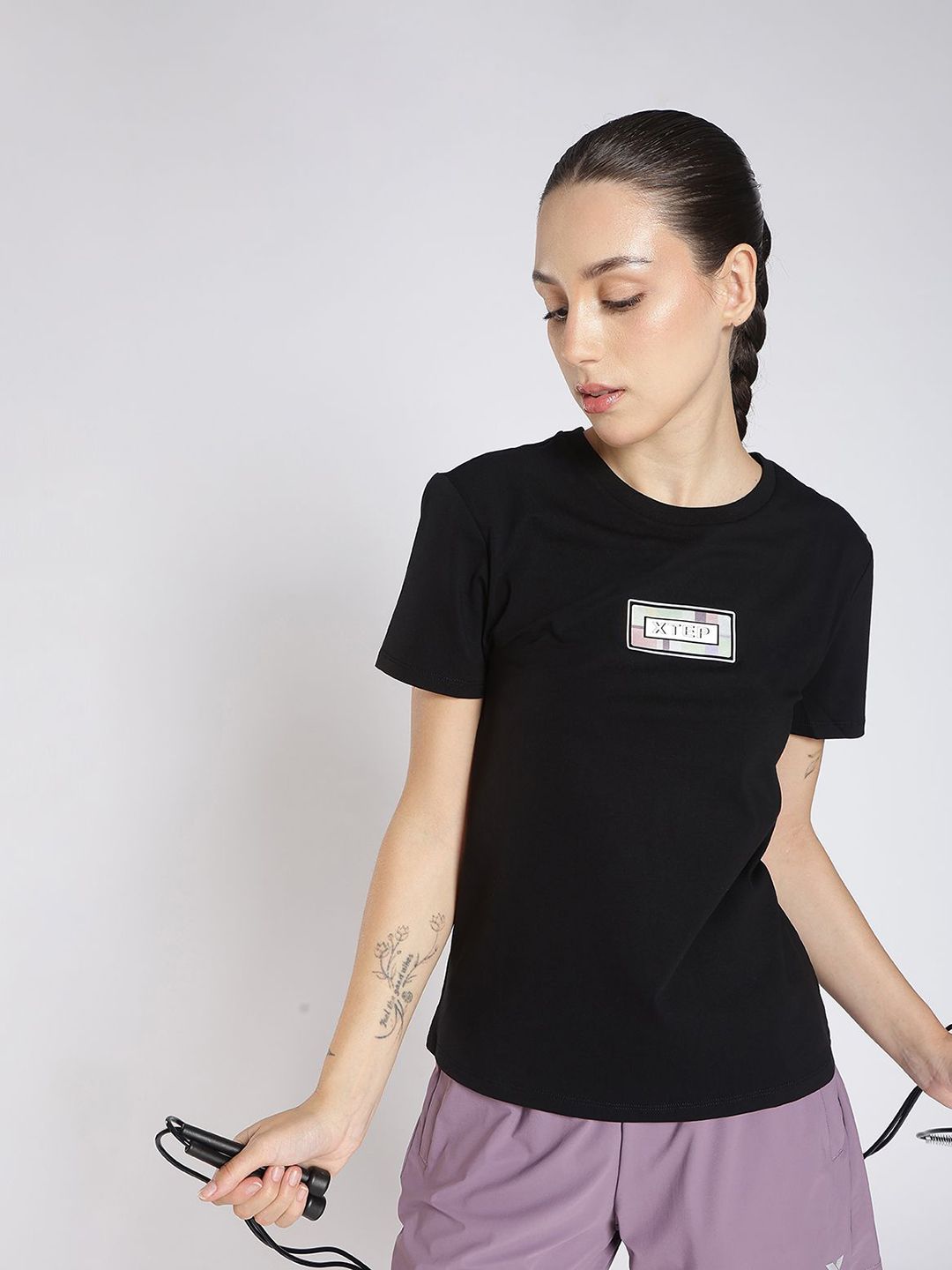 Xtep Brand Logo Printed Round Neck Motion Dry Cotton T-shirt-picture-28