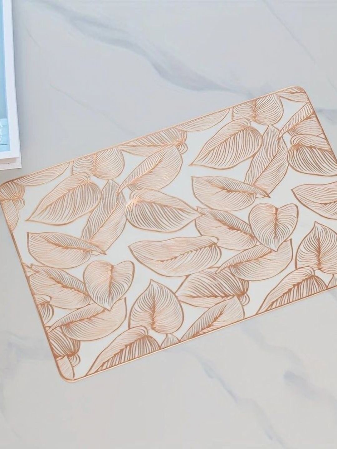 Dakshya Industries Somalia Copper Toned & White Textured Waterproof Table Placemat-picture-3