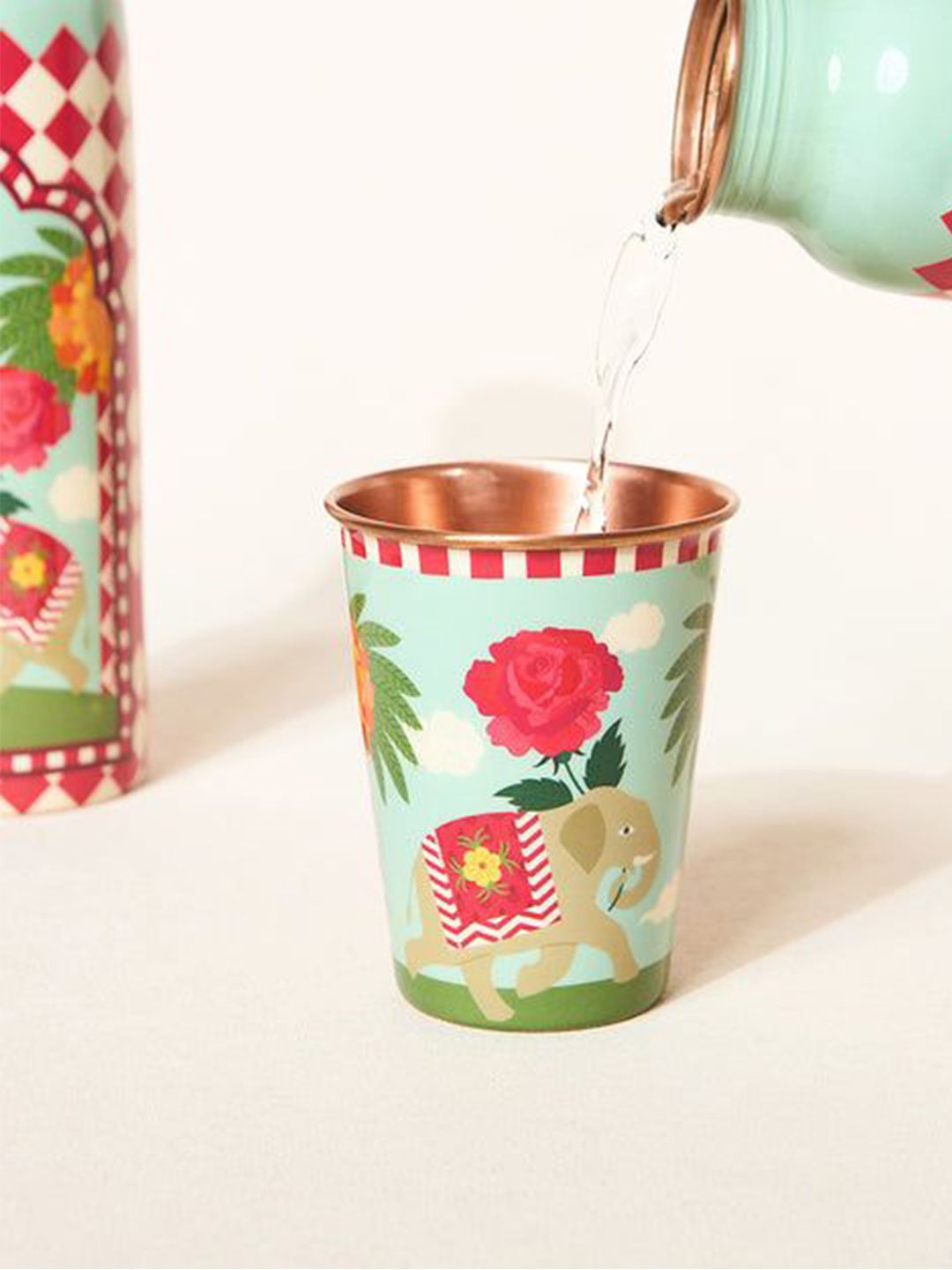 Chumbak Rani Green & Pink Copper Tumbler 350 ml-image-8