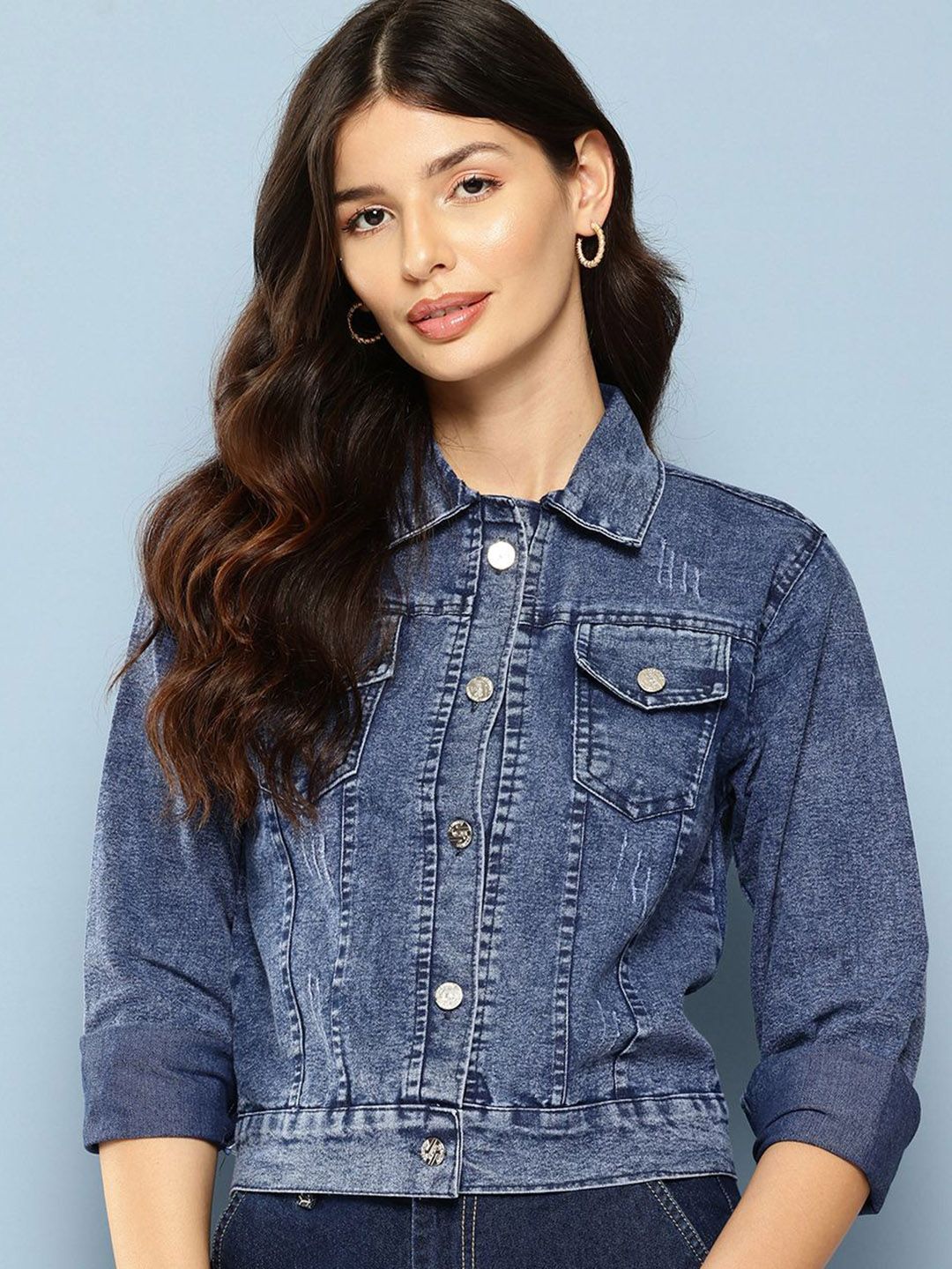 BAESD Spread Collar Denim Jacket-image-7