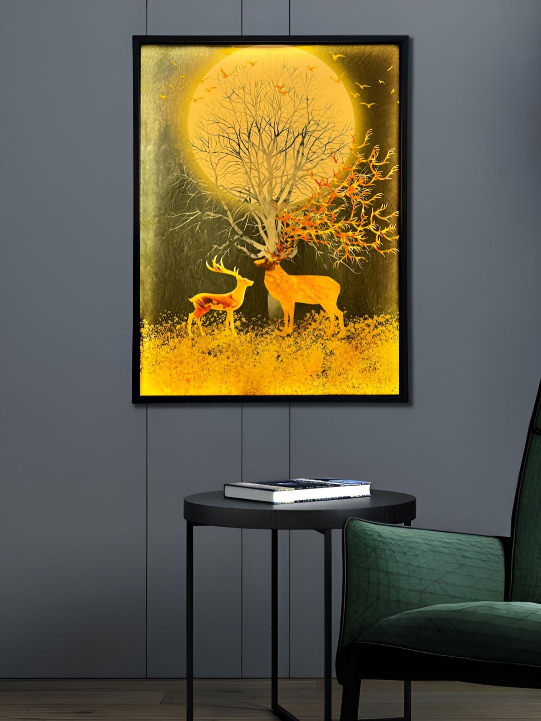 Art Street Gold Toned & White Animals LED Canvas Wall Art-picture-36