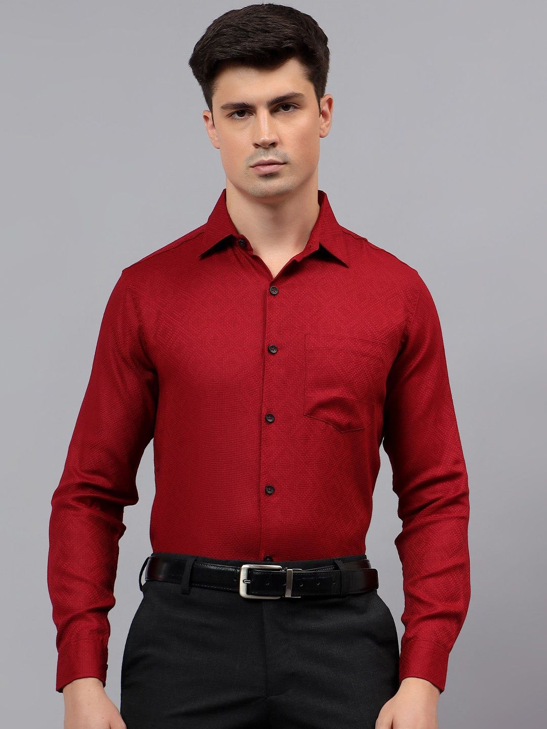 Yugnik Men Relaxed Fit Textured Spread Collar Cotton Formal Shirt-picture-38