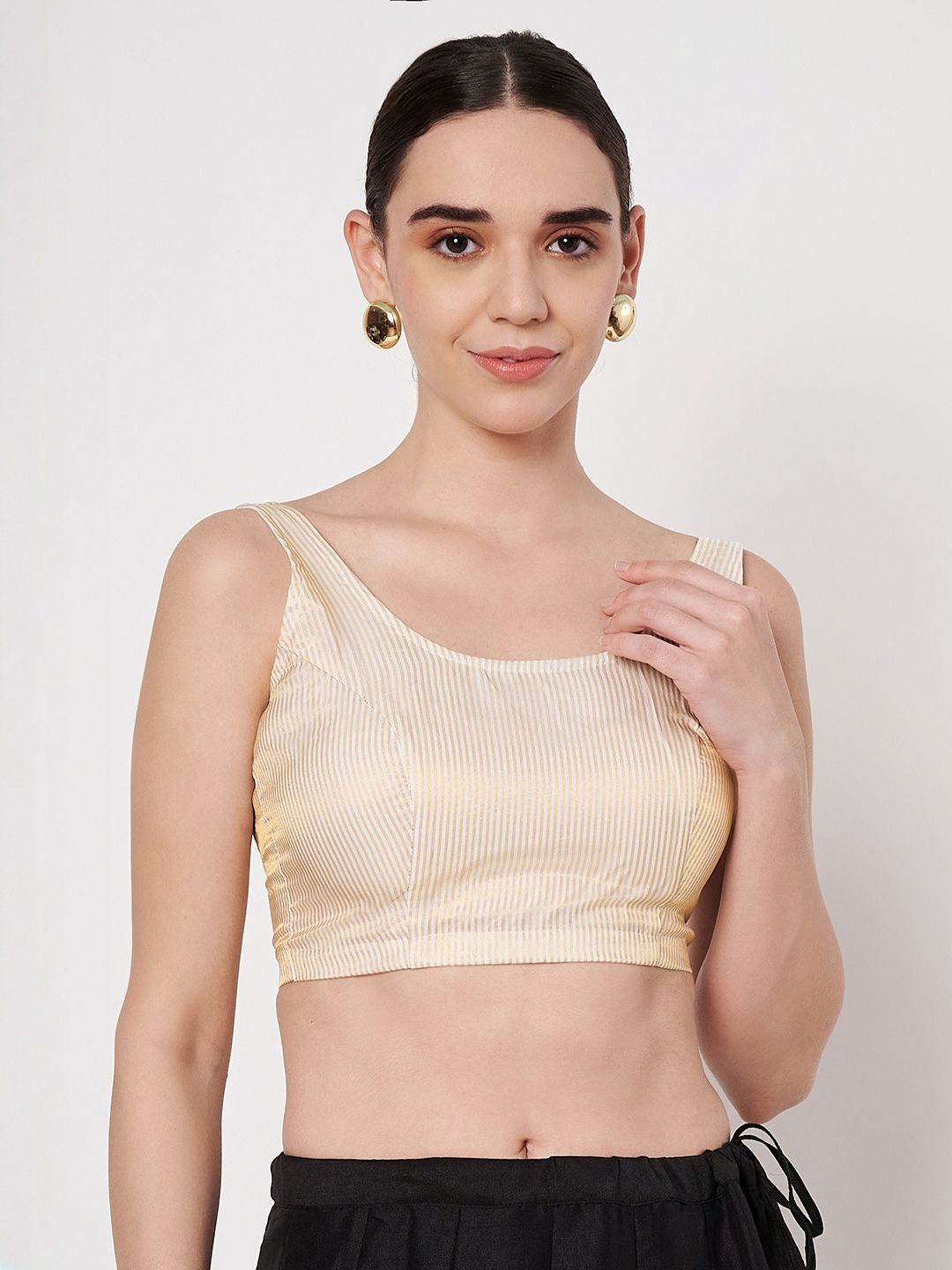 studio rasa Women Striped Sheen Crop Top-picture-15