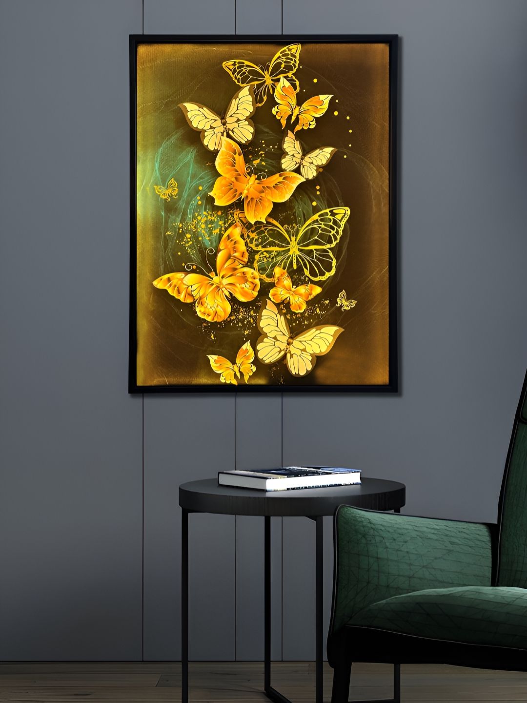 Art Street Gold-Toned & White Butterfly LED Canvas Wall Art-picture-35