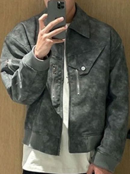 Buy StyleCast Men Leather Open Front Long Sleeves Jacket - Jackets for ...
