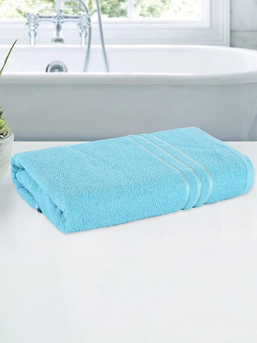 Aura Blue Striped Cotton 150 GSM Bath Towel-image-22