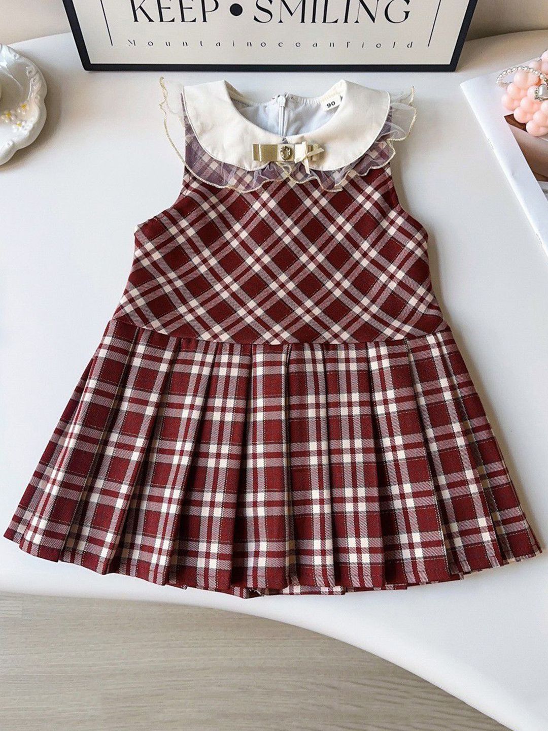 StyleCast x Revolte Girls Checked Peter Pan Collar Fit & Flare Dress-picture-14