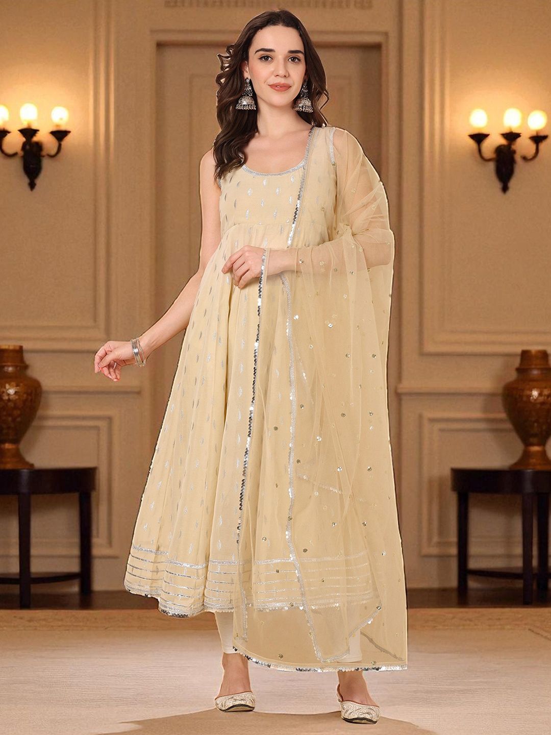 Azira Women Ethnic Motifs Embroidered Festive Anarkali Kurta with Dupatta-picture-32