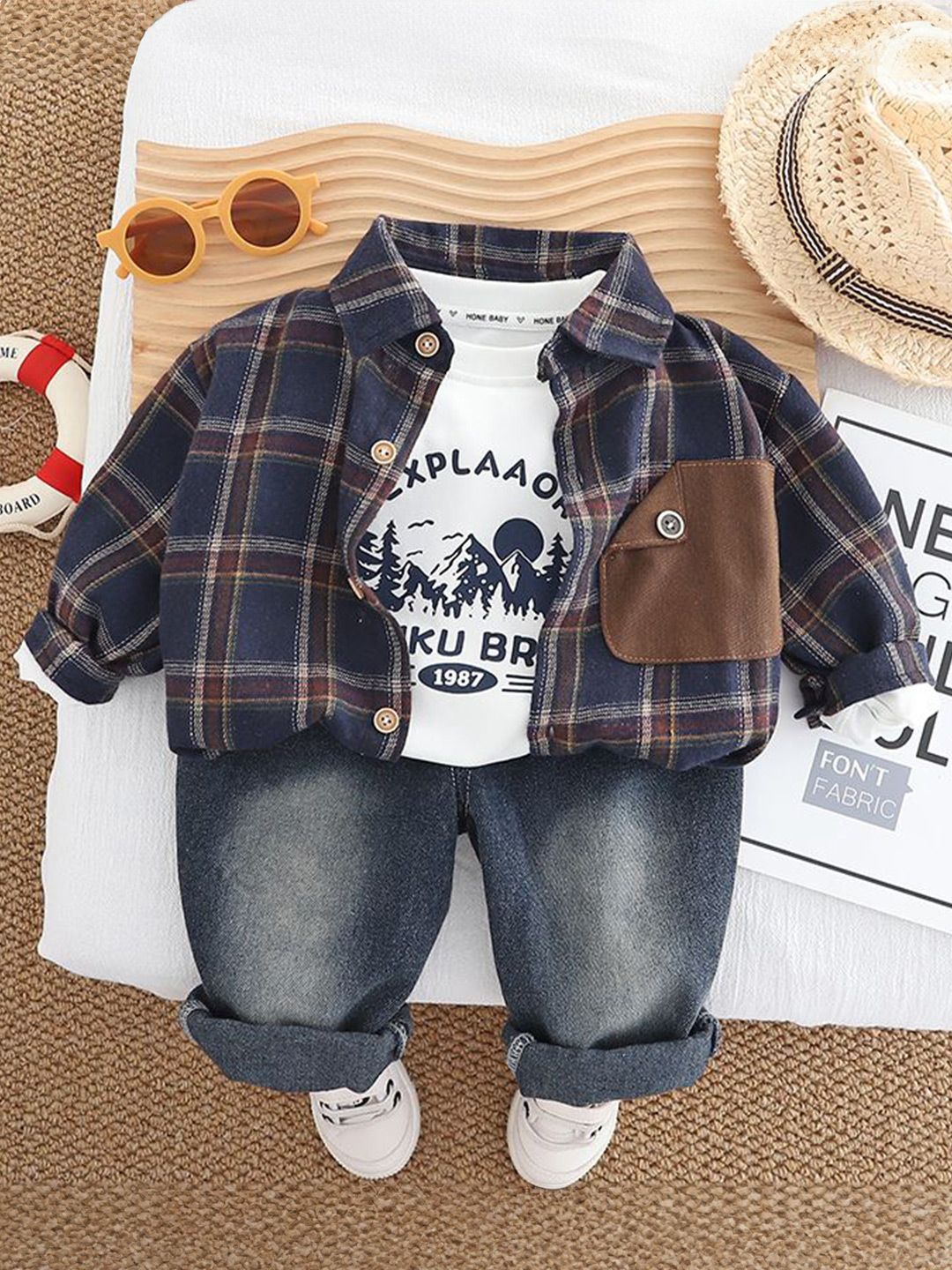 StyleCast x Revolte Boys Checked T-shirt and Shirt with Trousers-picture-36