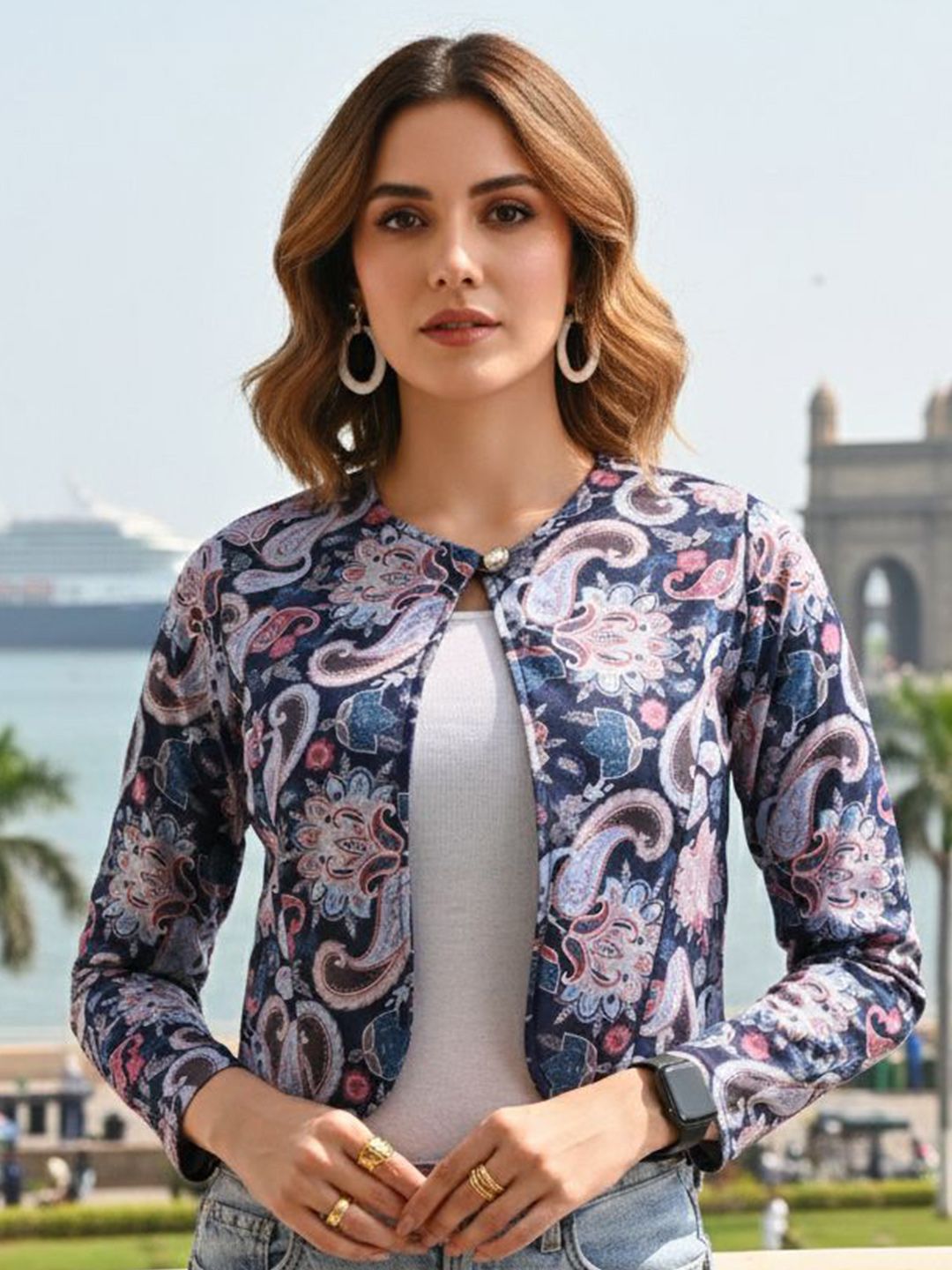 FLYING FEST Women Printed Crop Shrug-picture-27