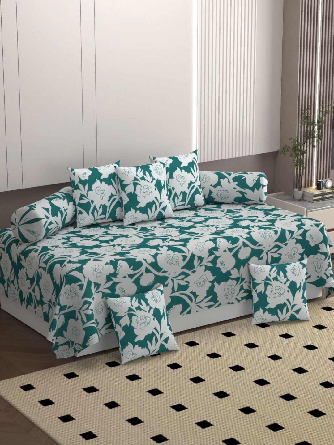 BELVOSTUM Green Floral Printed Bedsheet With Bolster And Cushion Covers-picture-52